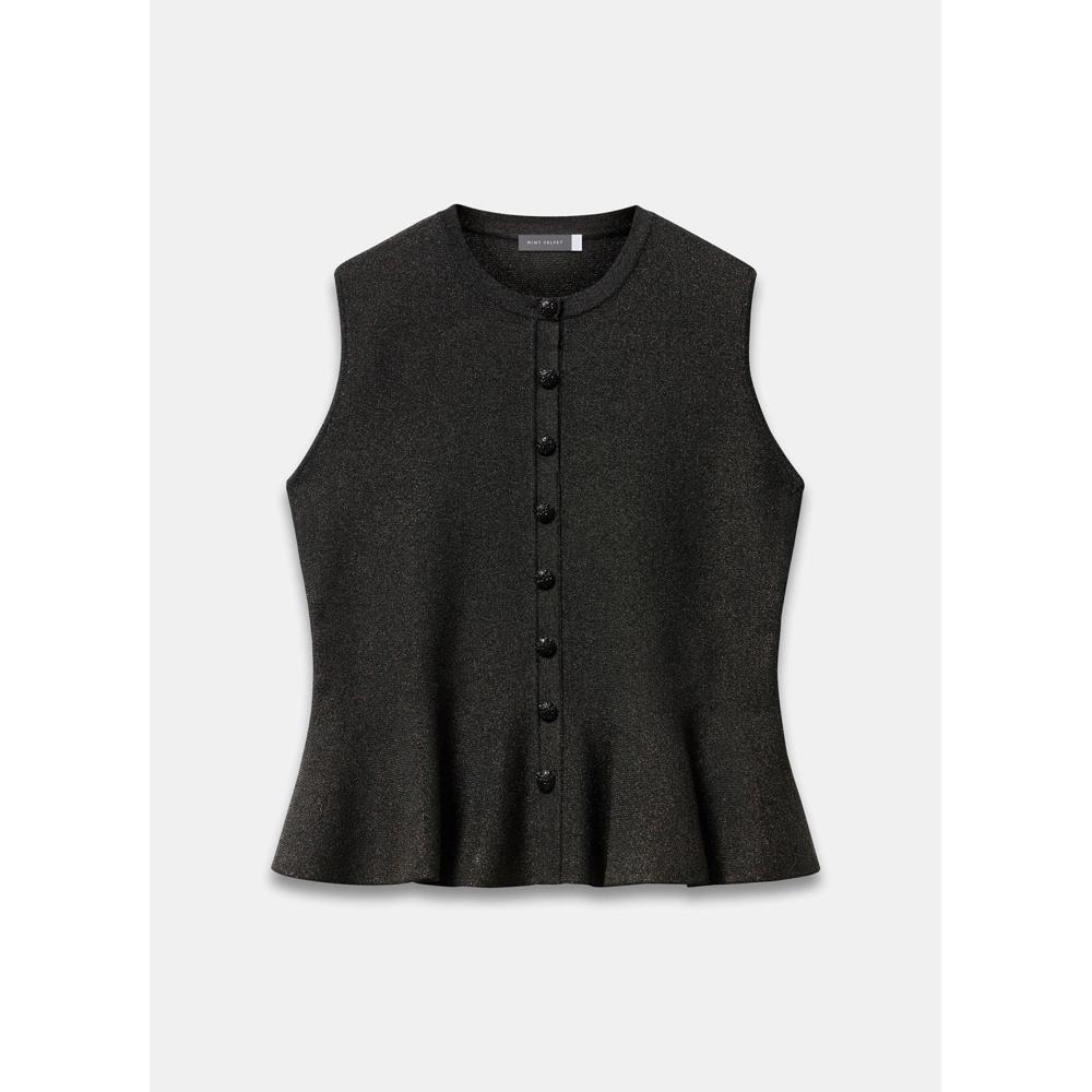 Mint Velvet Metallic Knit Peplum Top